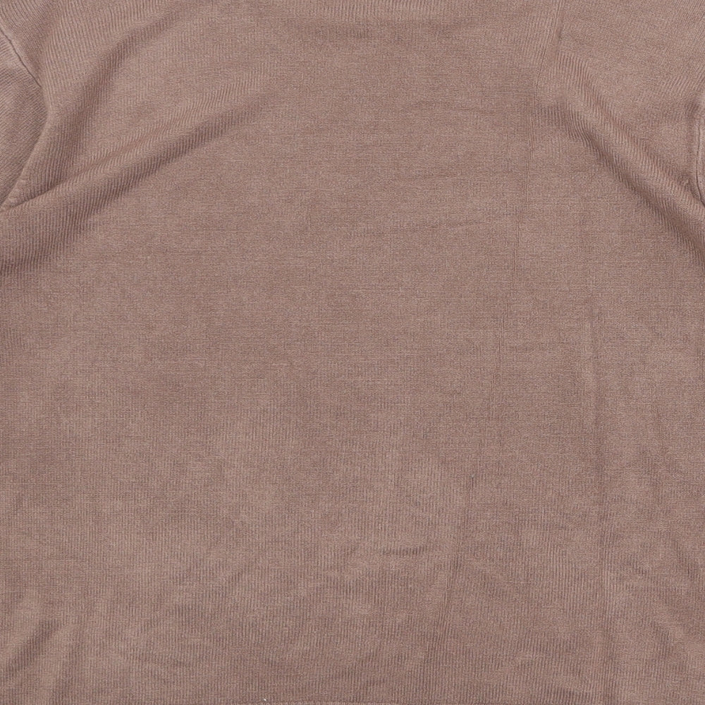 Bonmarché Womens Brown Round Neck Acrylic Pullover Jumper Size S
