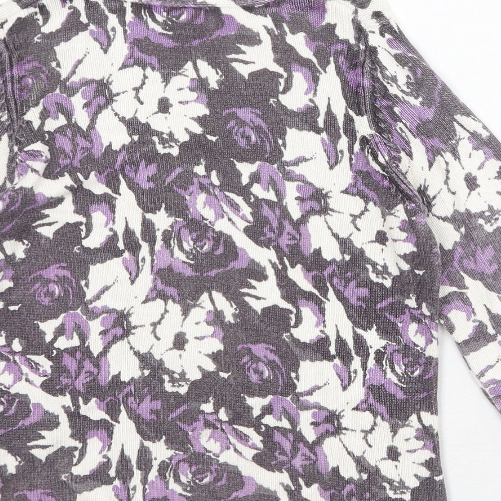 Minuet Womens White Round Neck Floral Viscose Pullover Jumper Size 10