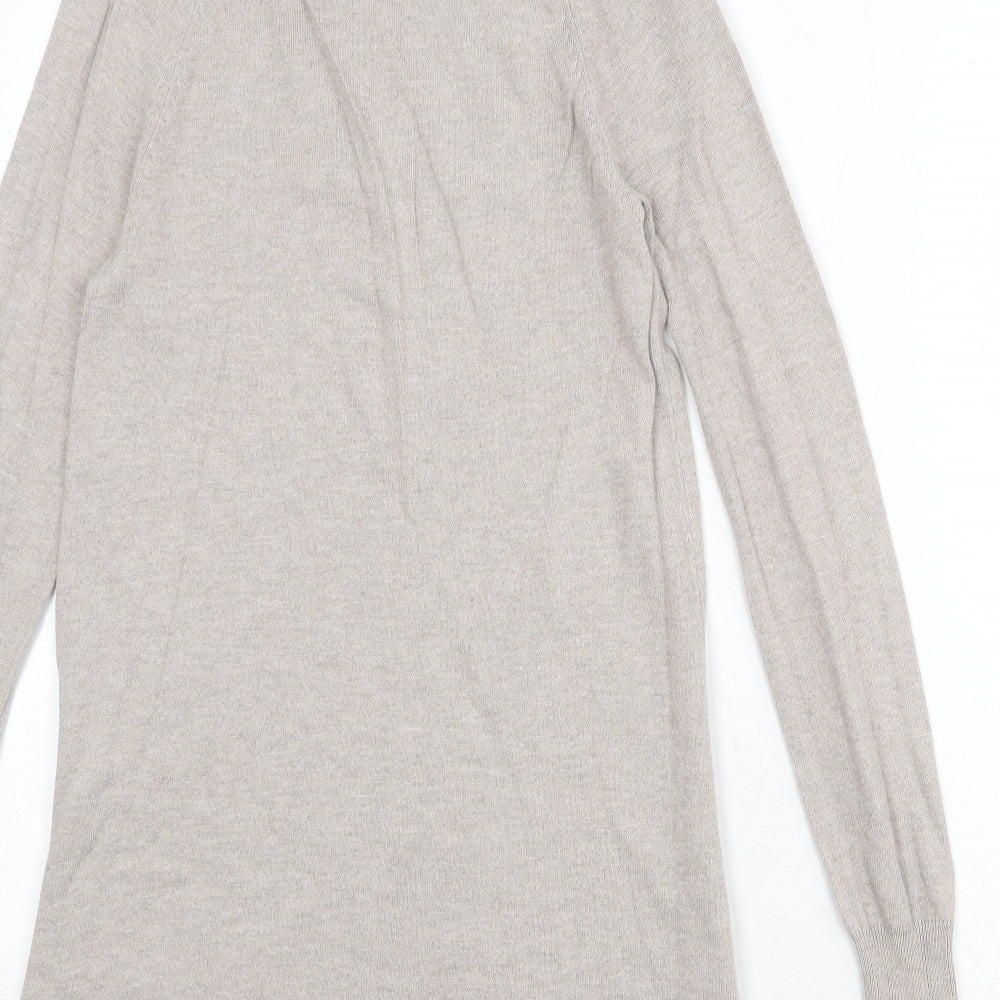 Marks & Spencer Womens Beige Viscose Jumper Dress Size XS Roll Neck Pullover
