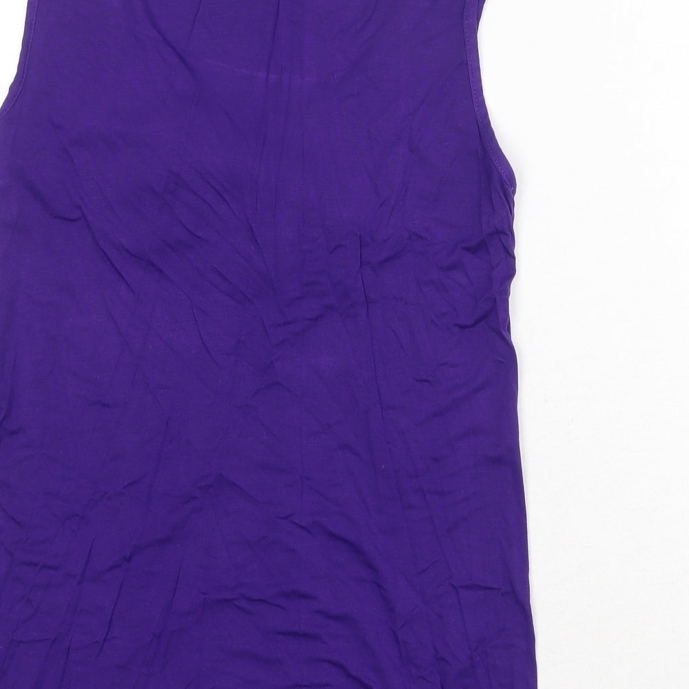 Monaco Womens Purple Viscose Basic Tank Size 12 Round Neck