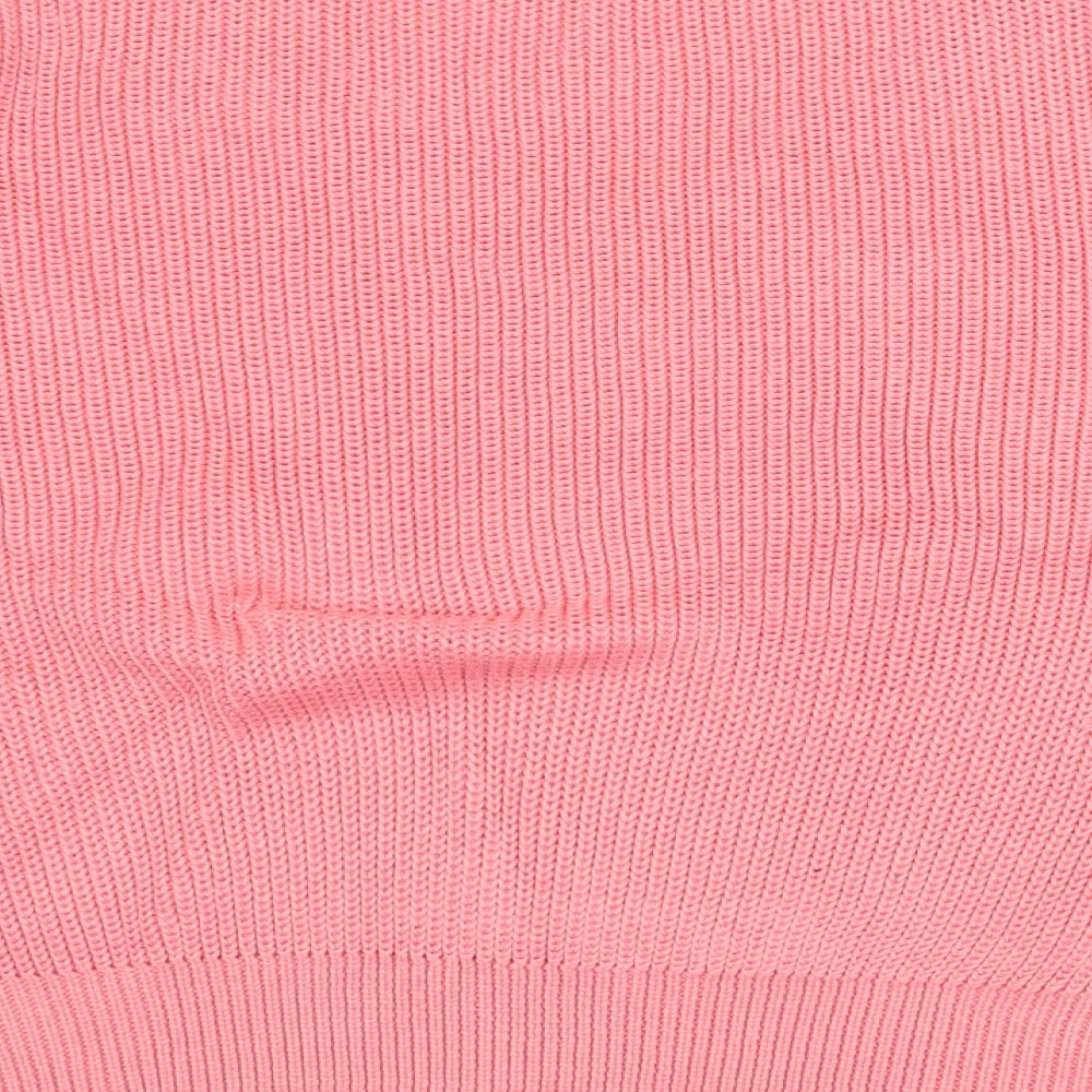 Divided by H&M Womens Pink V-Neck Acrylic Pullover Jumper Size L