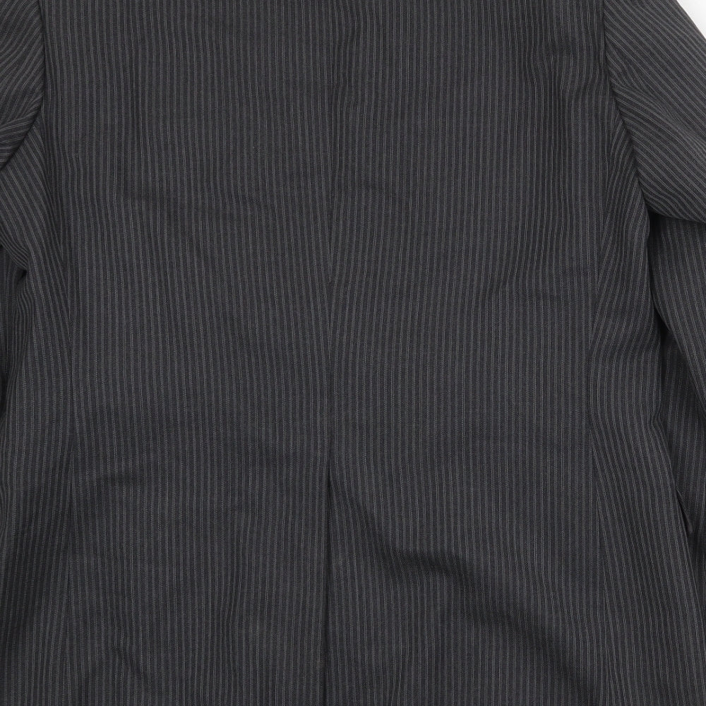 St Michael Mens Grey Striped Polyester Jacket Suit Jacket Size 42 Regular