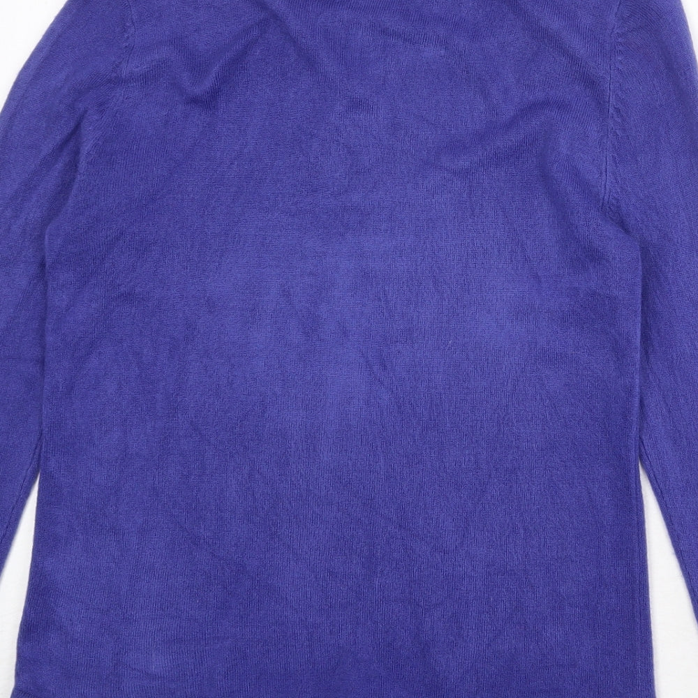 Bonmarché Womens Blue Round Neck Acrylic Pullover Jumper Size S