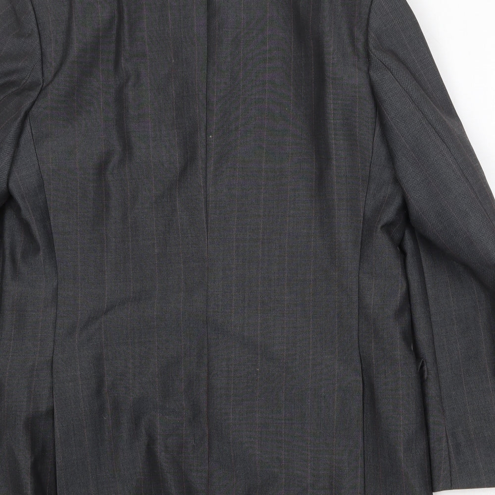 The Label Mens Grey Striped Polyester Jacket Suit Jacket Size 40 Regular