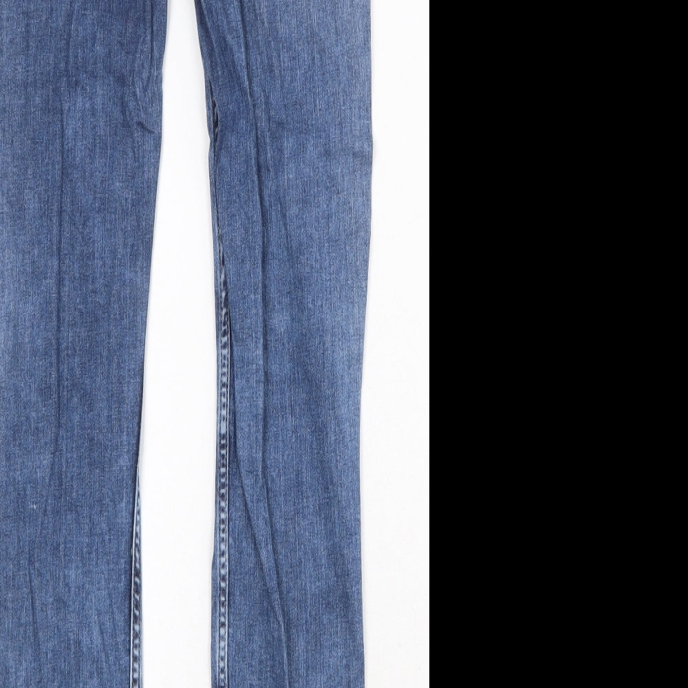 H&M Womens Blue Cotton Straight Jeans Size 31 in Regular Zip