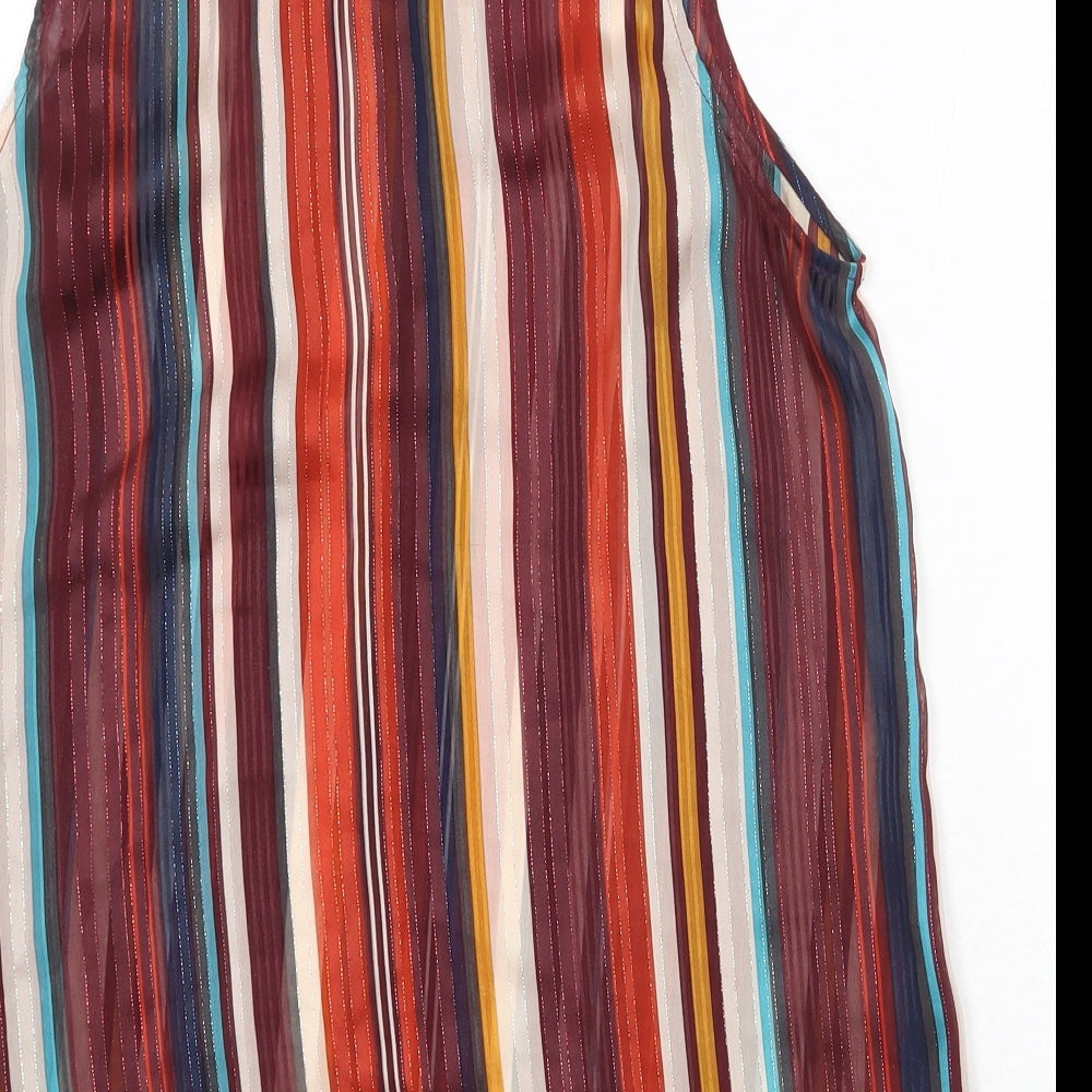 Cameo Rose Womens Multicoloured Striped Polyester Basic Tank Size 12 Round Neck