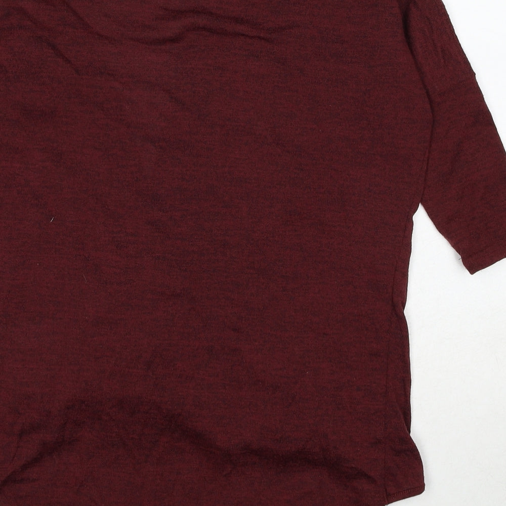 New Look Womens Red Polyester Basic T-Shirt Size 6 V-Neck