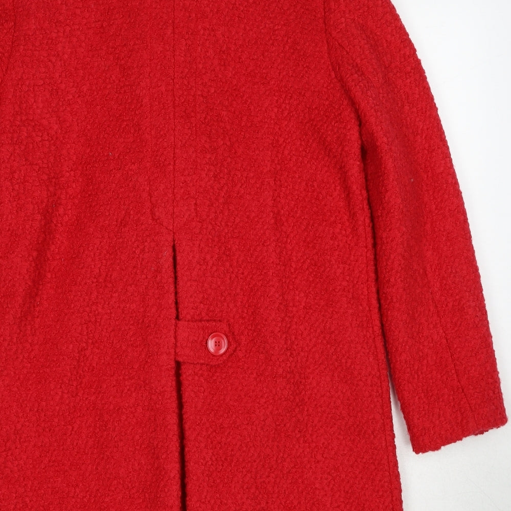 NEXT Womens Red Overcoat Coat Size 10 Button