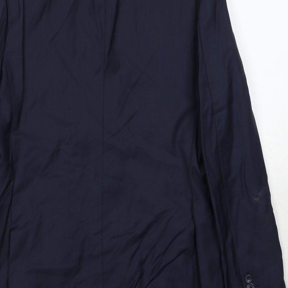 Senszio Mens Blue Wool Jacket Suit Jacket Size 38 Regular