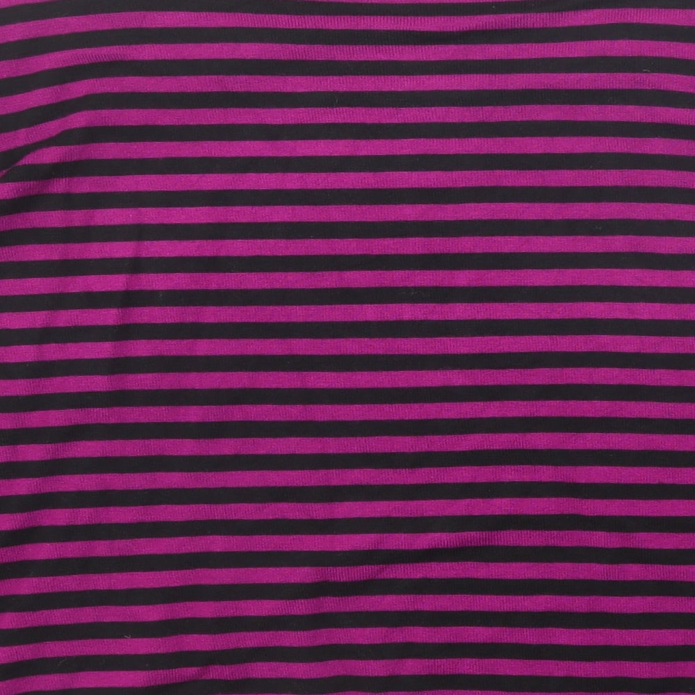 Precis Womens Purple Scoop Neck Striped Viscose Pullover Jumper Size L