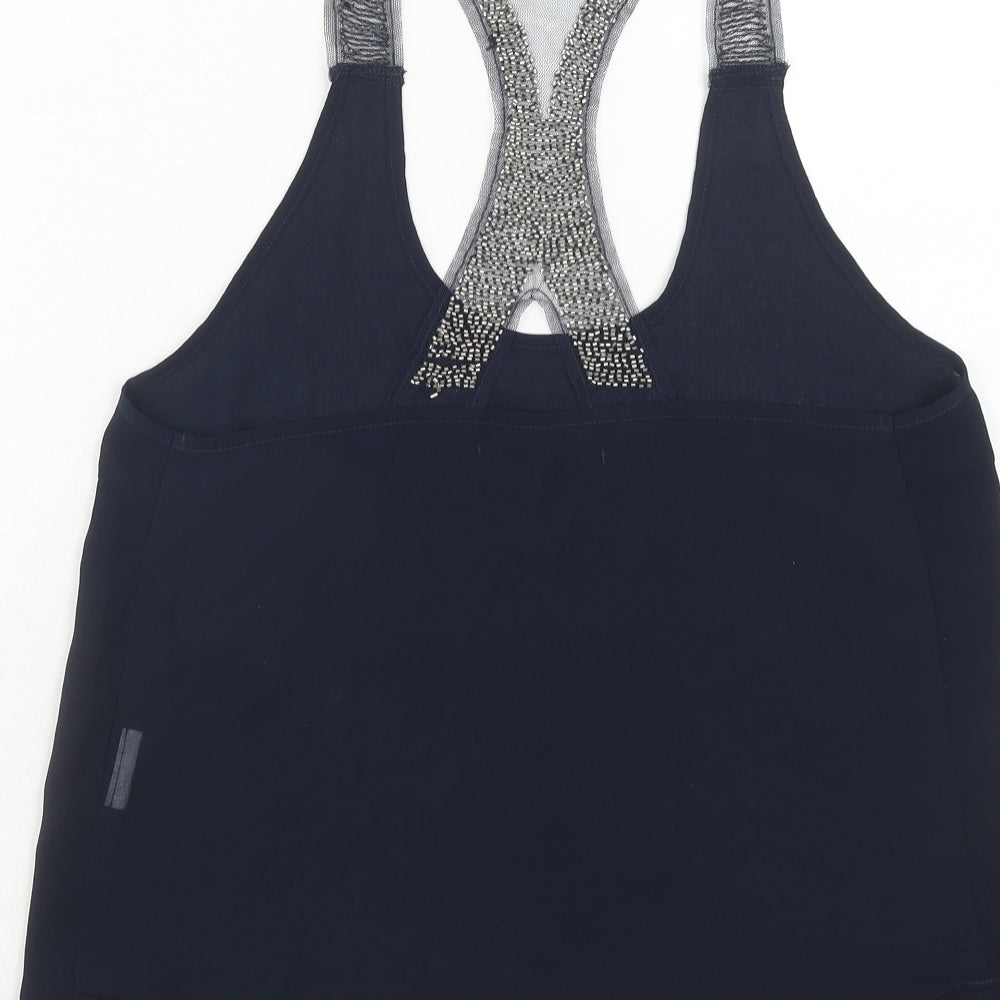 Blonde + Blonde Womens Blue Polyester Basic Tank Size 12 Round Neck