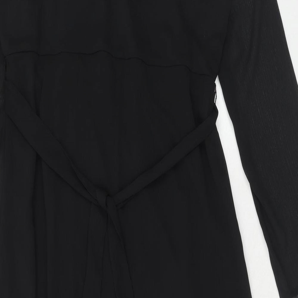 Yessica Womens Black Polyester Trapeze & Swing Size 14 Round Neck Button
