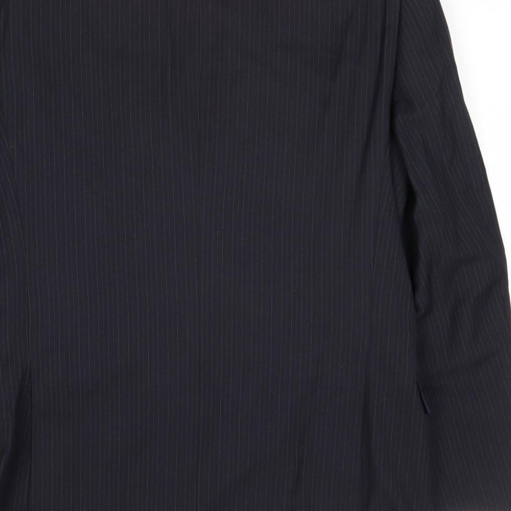 Marks & Spencer Mens Blue Striped Polyester Jacket Suit Jacket Size 40 Regular