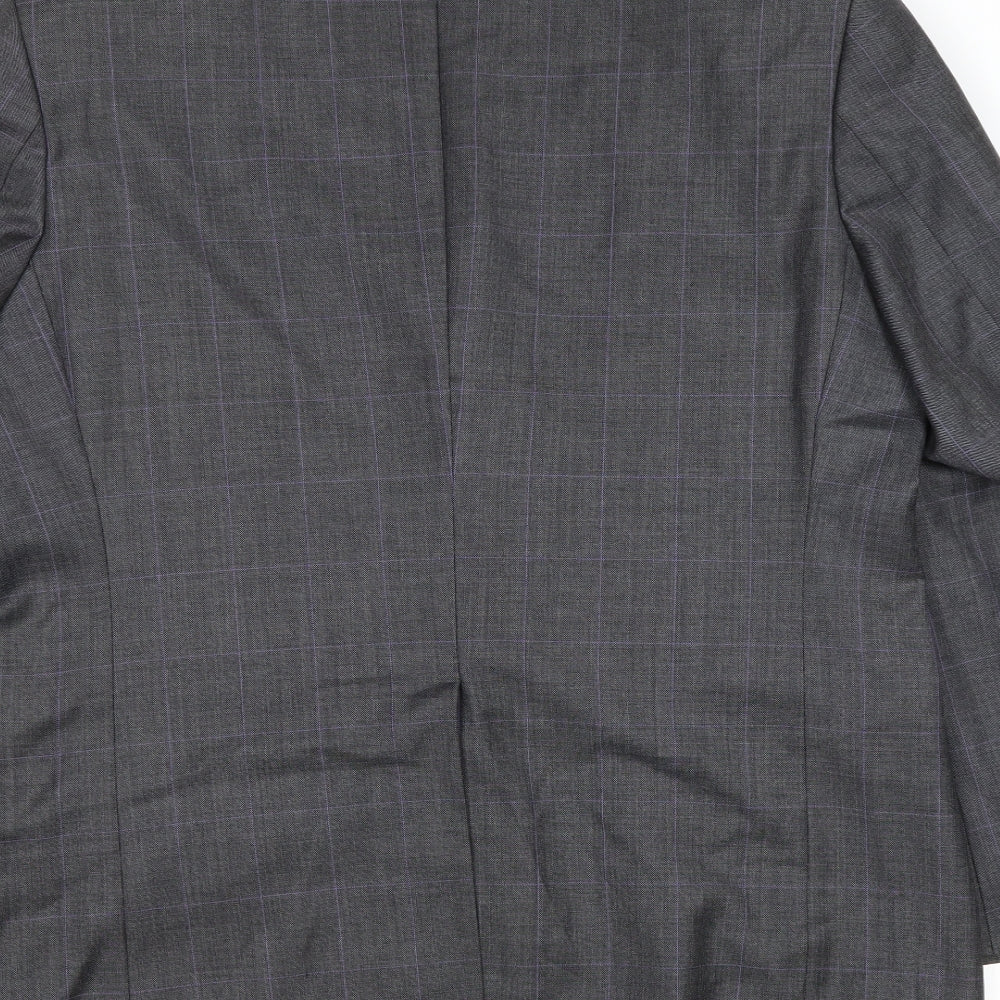 Marks & Spencer Mens Grey Plaid Wool Jacket Suit Jacket Size 40 Regular
