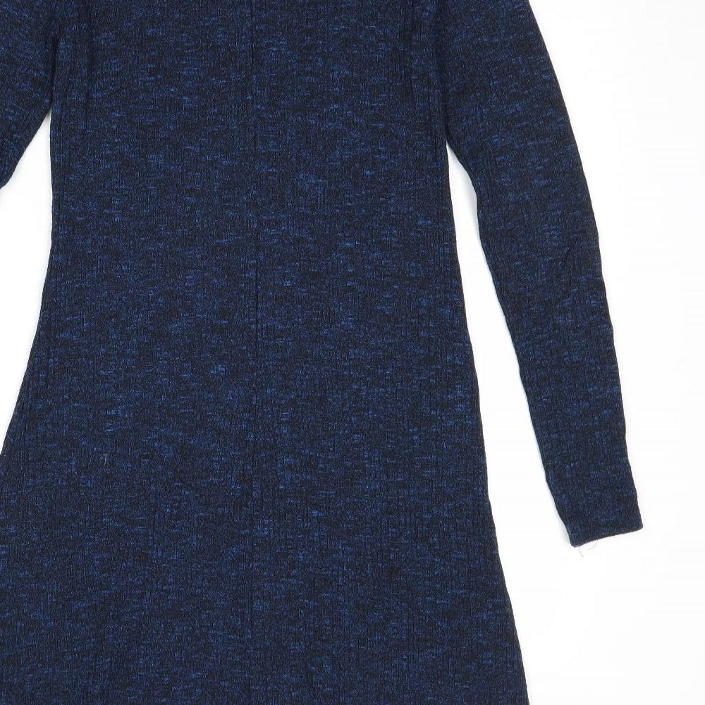 Topshop Womens Blue Polyester Jumper Dress Size 8 Round Neck Pullover