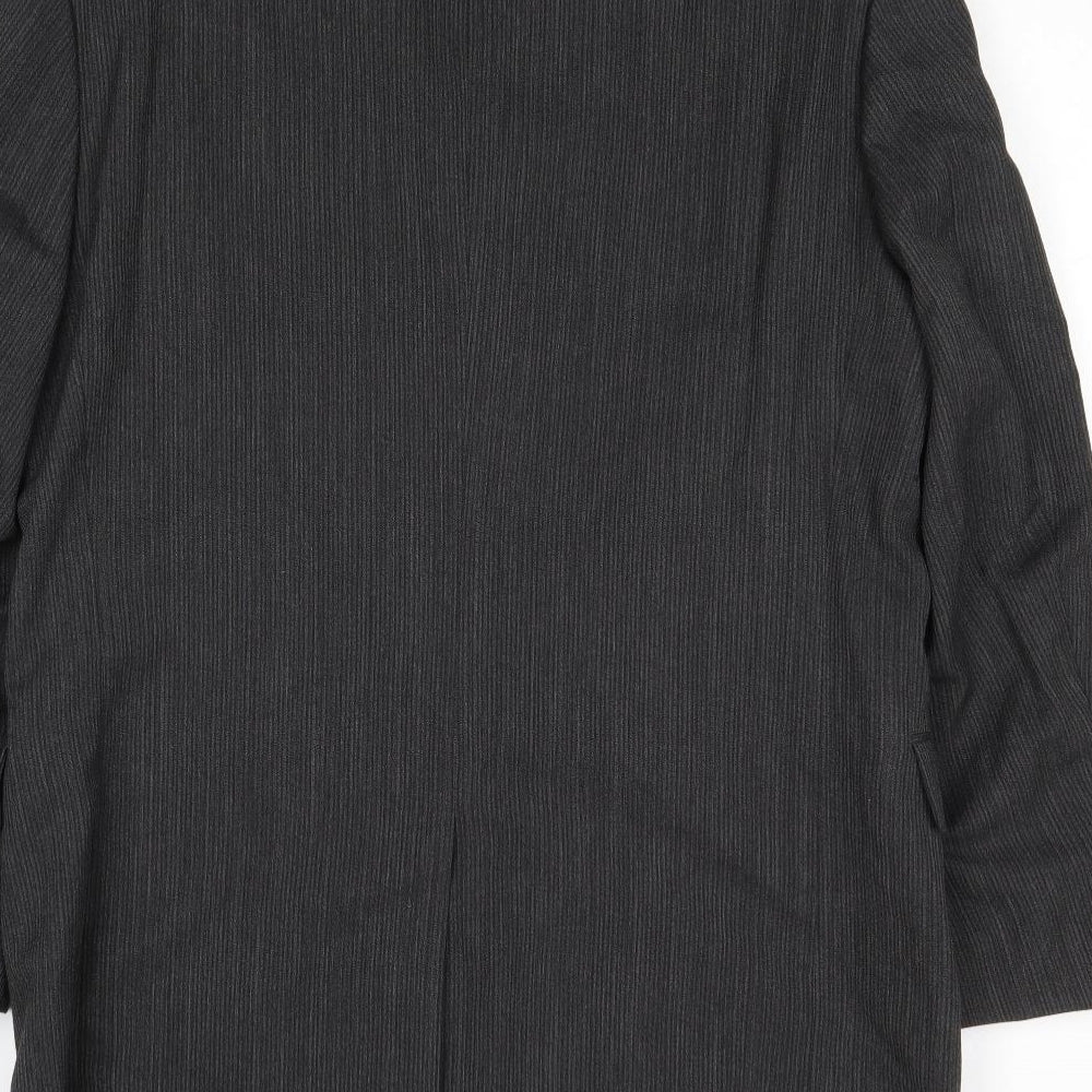 Tom English Mens Grey Striped Polyester Jacket Suit Jacket Size 40 Regular