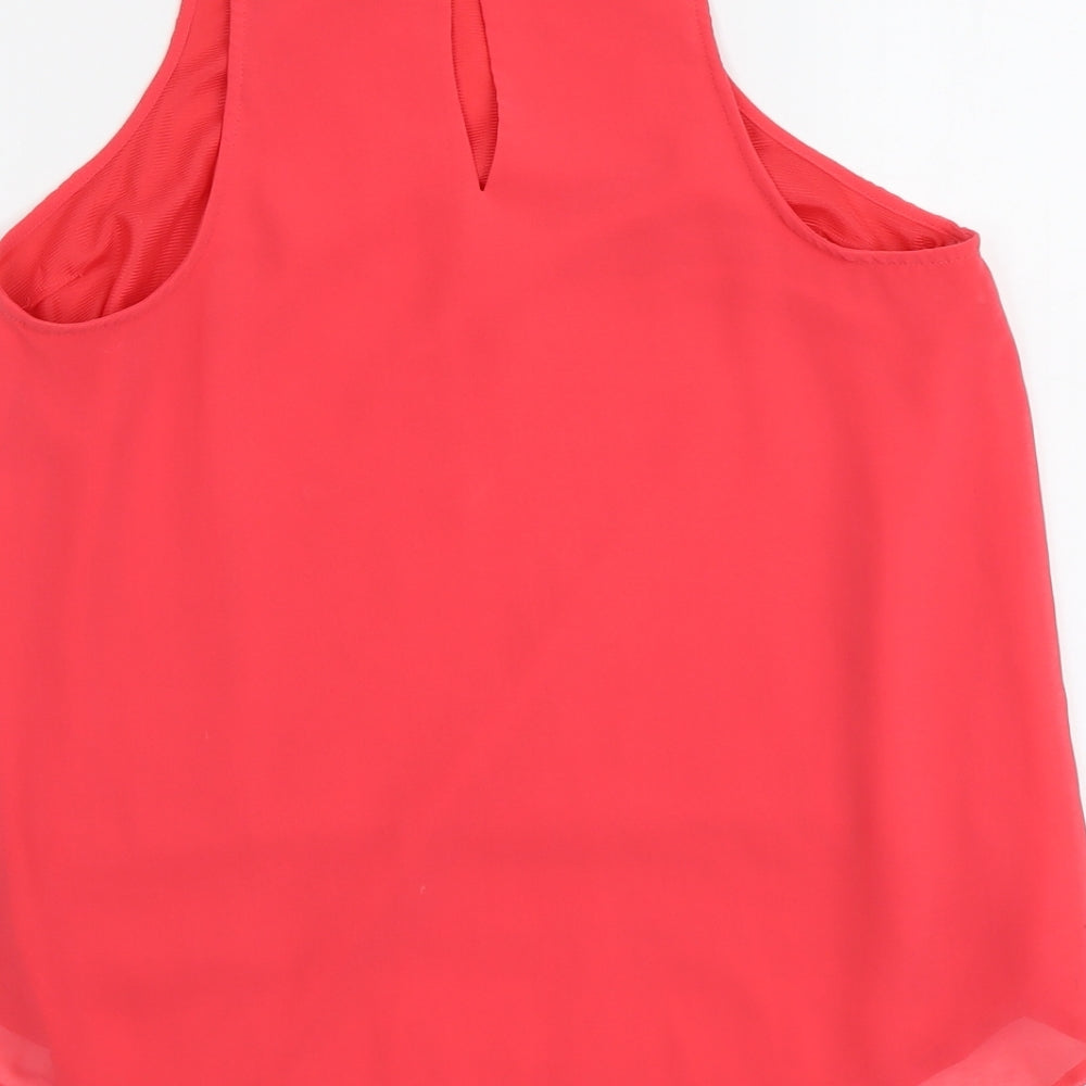 H&M Womens Pink Polyester Basic Tank Size 8 Round Neck
