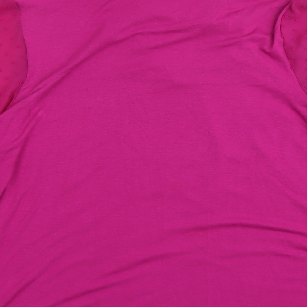 Bonmarché Womens Pink Viscose Basic Blouse Size 12 Round Neck