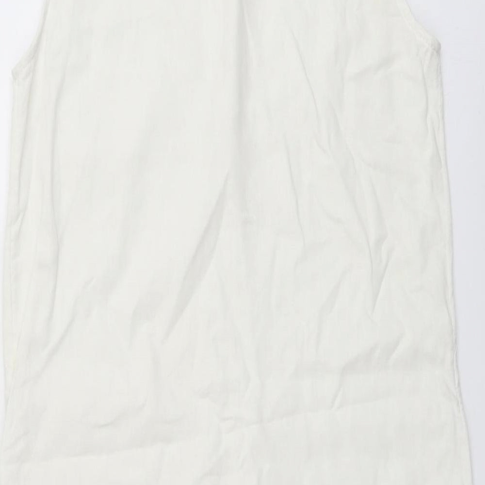 Marks & Spencer Womens Ivory Cotton A-Line Size 8 Round Neck Pullover
