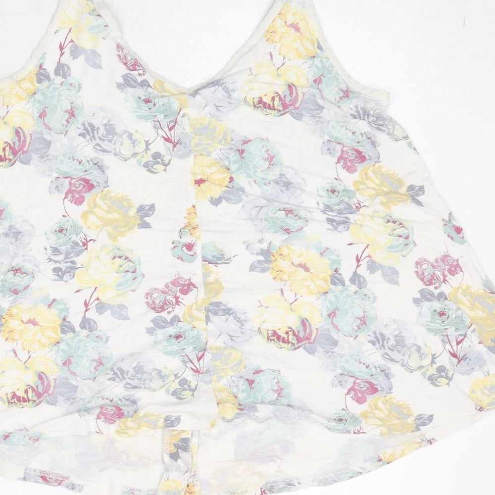 NEXT Womens White Floral Viscose Camisole Tank Size 8 Round Neck