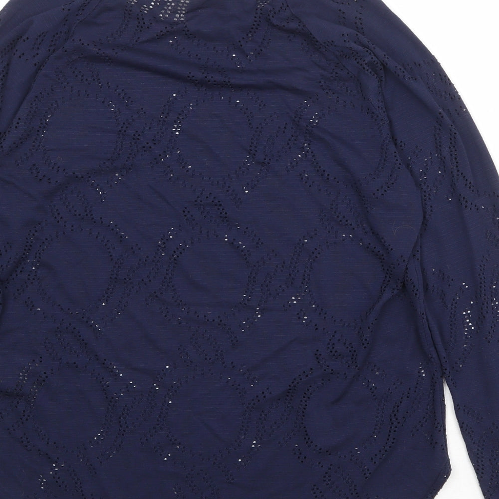 H&M Womens Blue Round Neck Geometric Polyester Pullover Jumper Size M