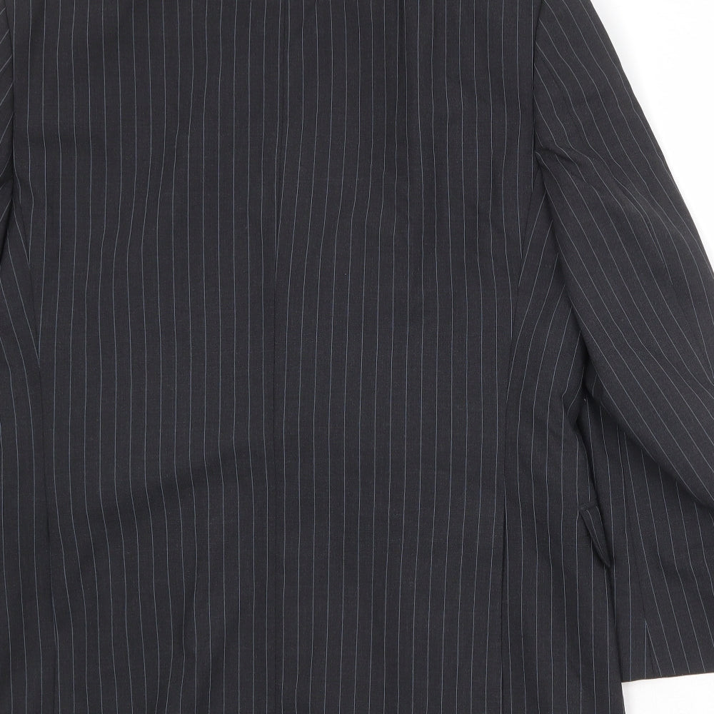 Marks & Spencer Mens Black Striped Polyester Jacket Suit Jacket Size 40 Regular