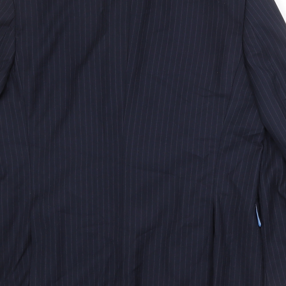 French Connection Mens Blue Striped Polyester Jacket Suit Jacket Size 42 Regular