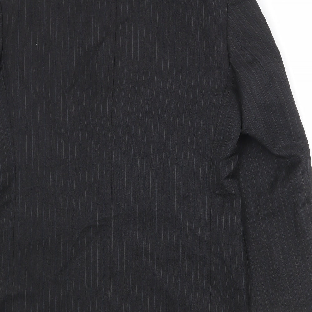 Burton Mens Black Striped Polyester Jacket Suit Jacket Size 40 Regular