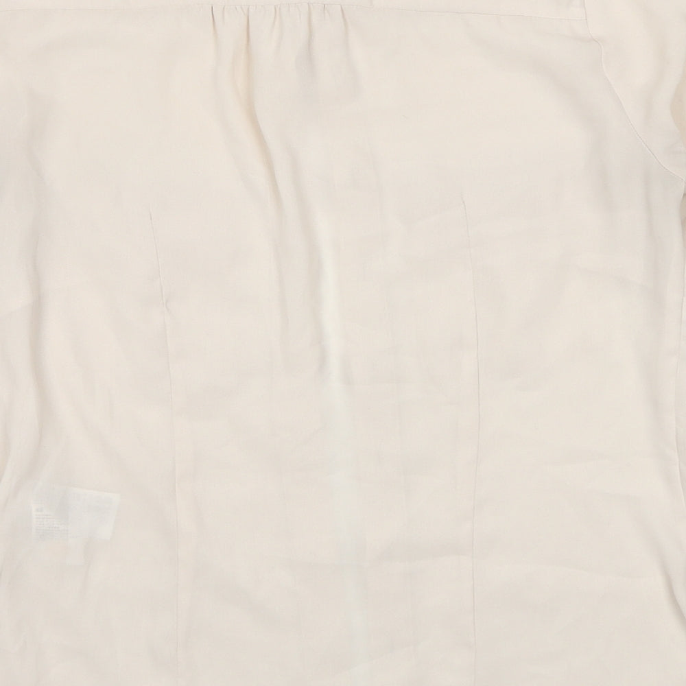 H&M Womens Beige Polyester Basic Button-Up Size 4 Round Neck