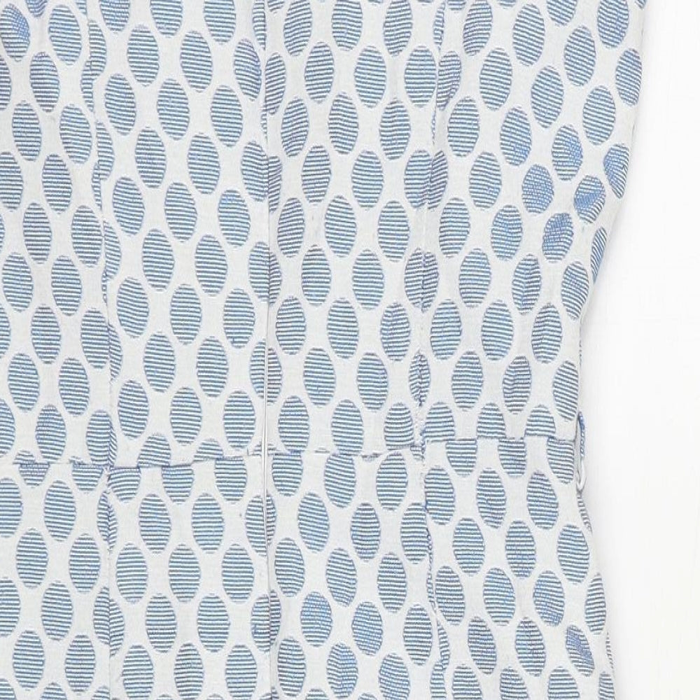 Principles Womens Blue Polka Dot Polyester A-Line Size 12 Round Neck Zip