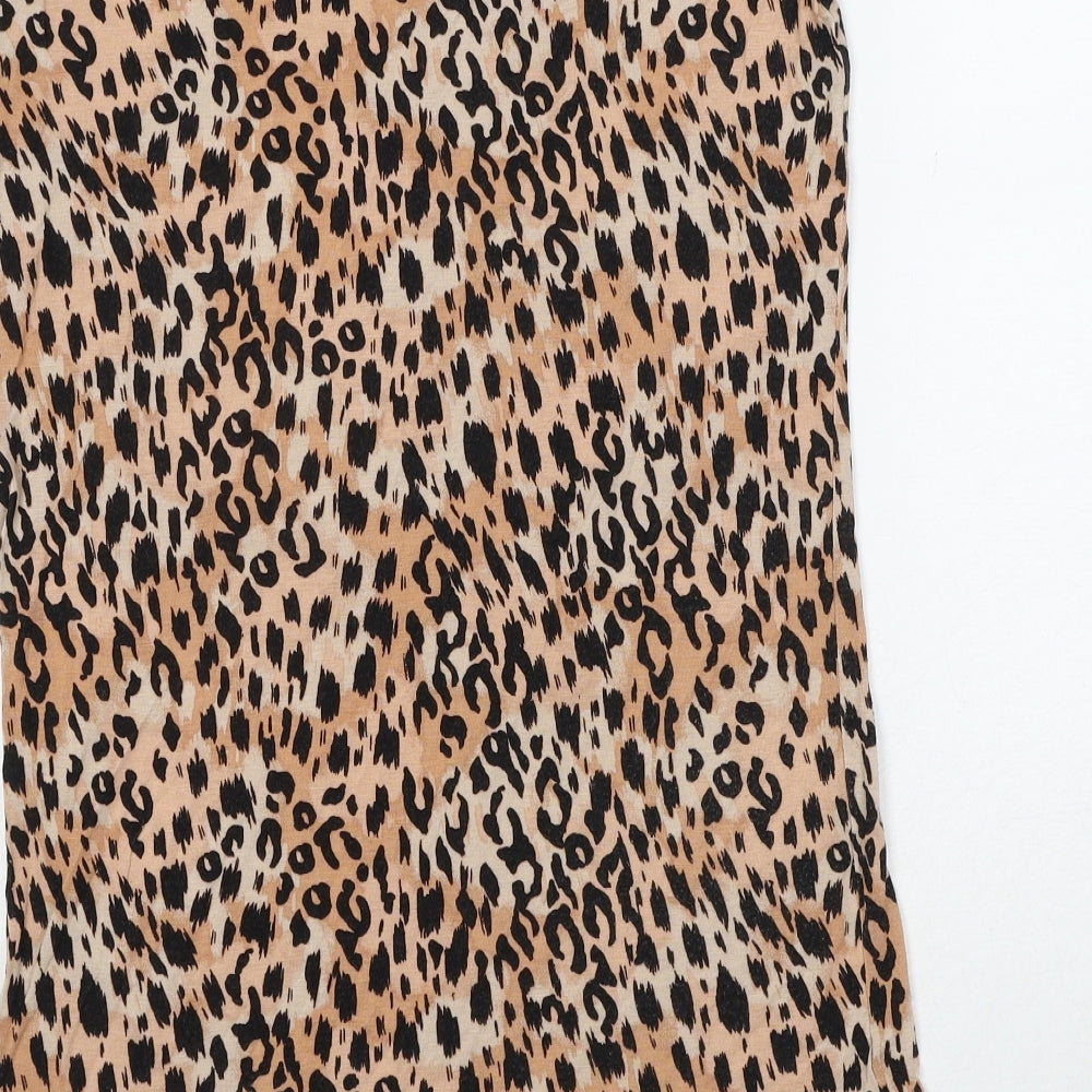 Very Womens Brown Animal Print Viscose Basic Blouse Size 8 Off the Shoulder - Asymmetric Neckline