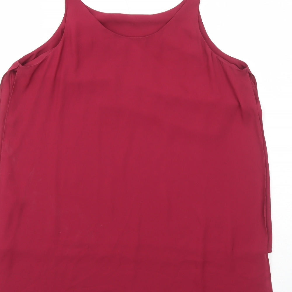 Dorothy Perkins Womens Red Polyester Basic Tank Size 14 Round Neck