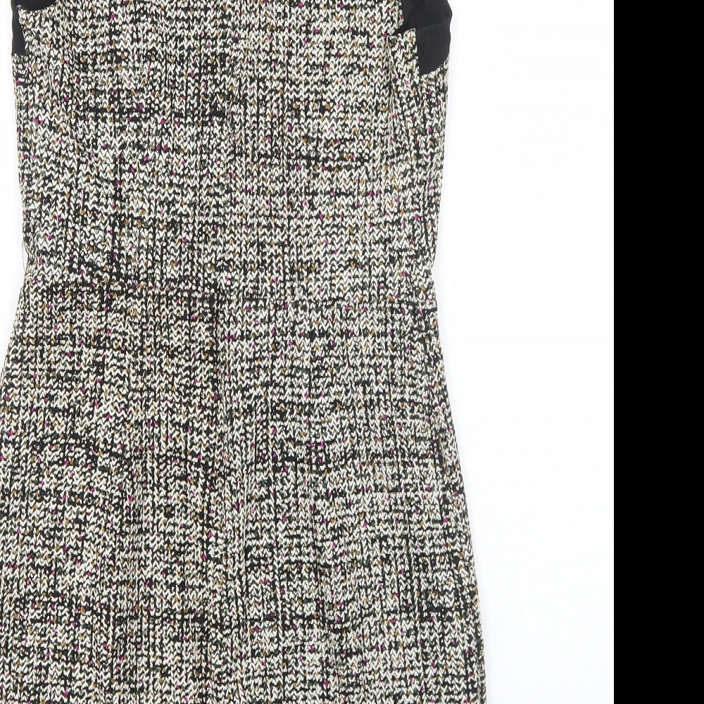 FOREVER 21 Womens Multicoloured Geometric Polyester A-Line Size XS Round Neck Zip