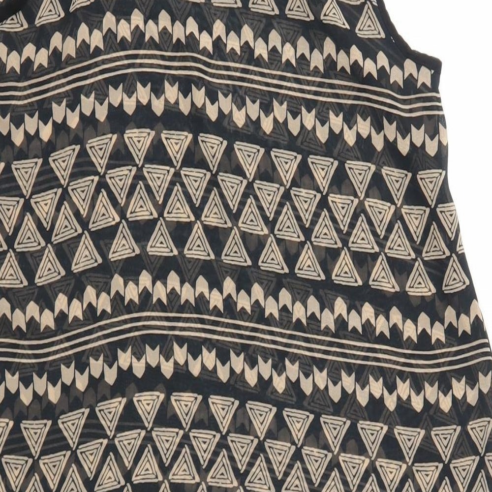 FOREVER 21 Womens Black Geometric Polyester Basic Tank Size S Round Neck
