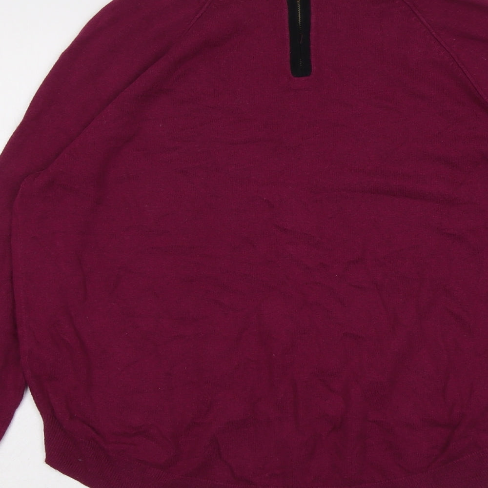 Marks and Spencer Womens Purple Round Neck Viscose Pullover Jumper Size 14