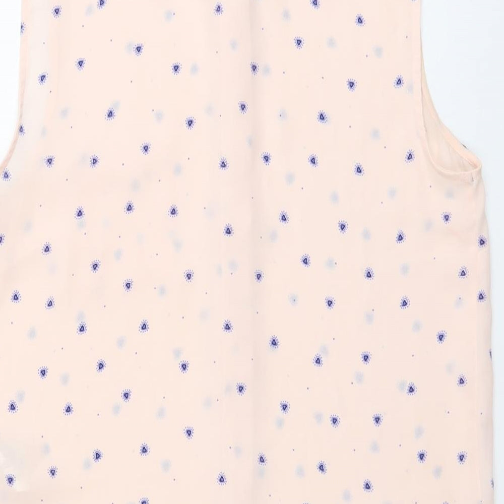 Marks & Spencer Womens Pink Geometric Polyester Basic Tank Size 10 Collared