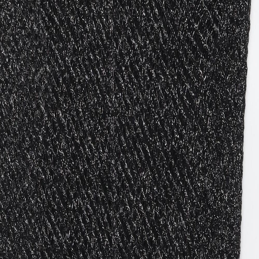 Marks & Spencer Womens Black Geometric Cotton A-Line Size S Round Neck Pullover