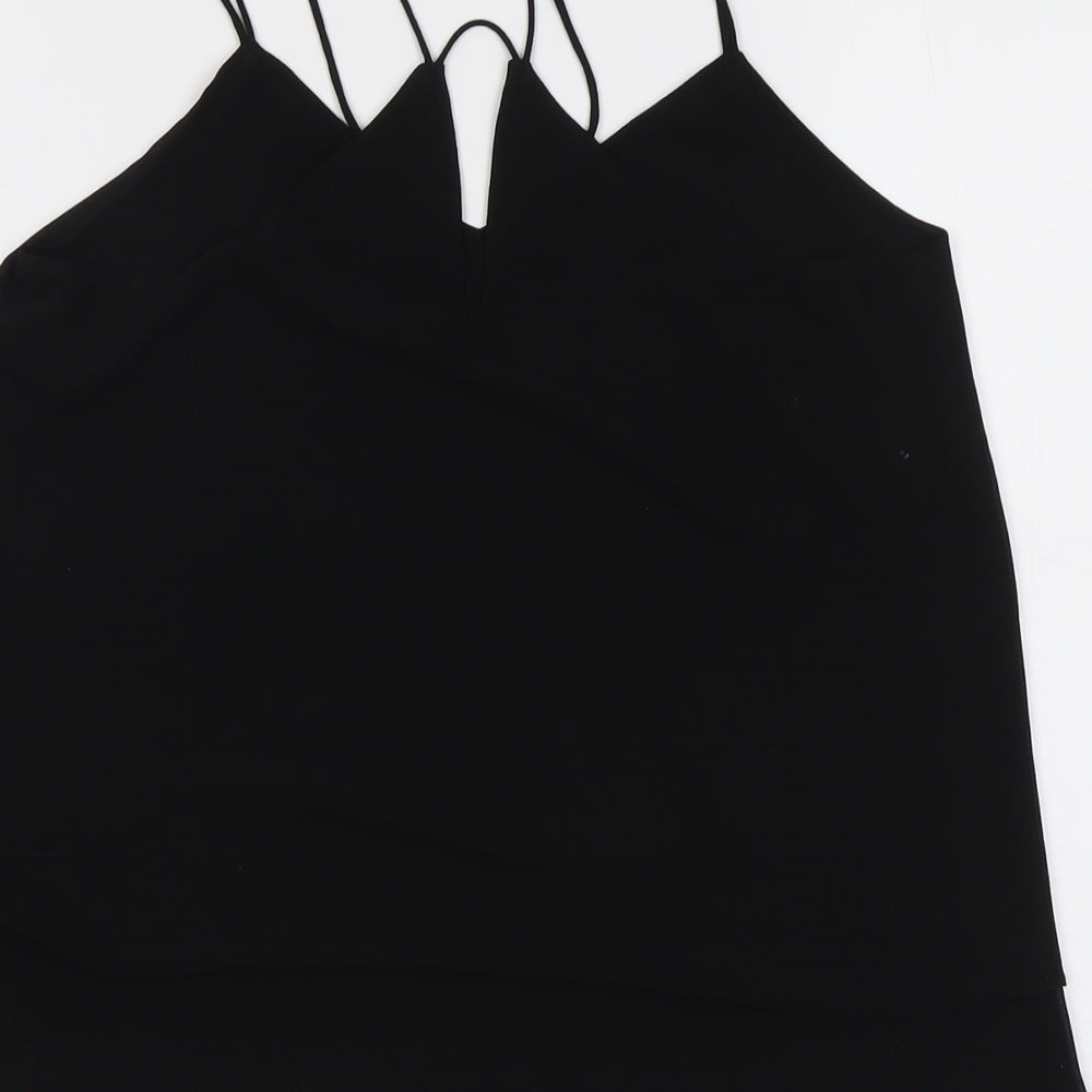 New Look Womens Black Polyester Basic Tank Size 10 V-Neck