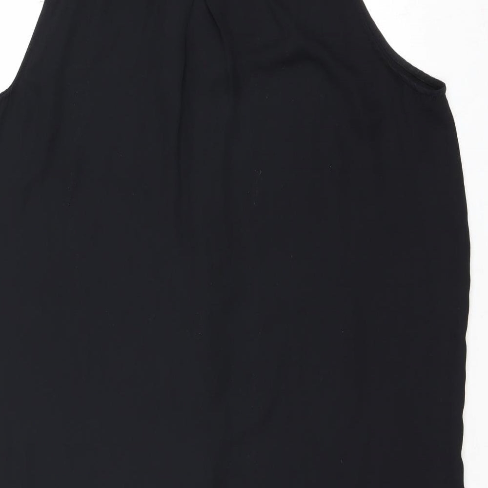 Brand and care label for Divided by H&M women’s black polyester basic button-up, size UK 10, collared - lace detail