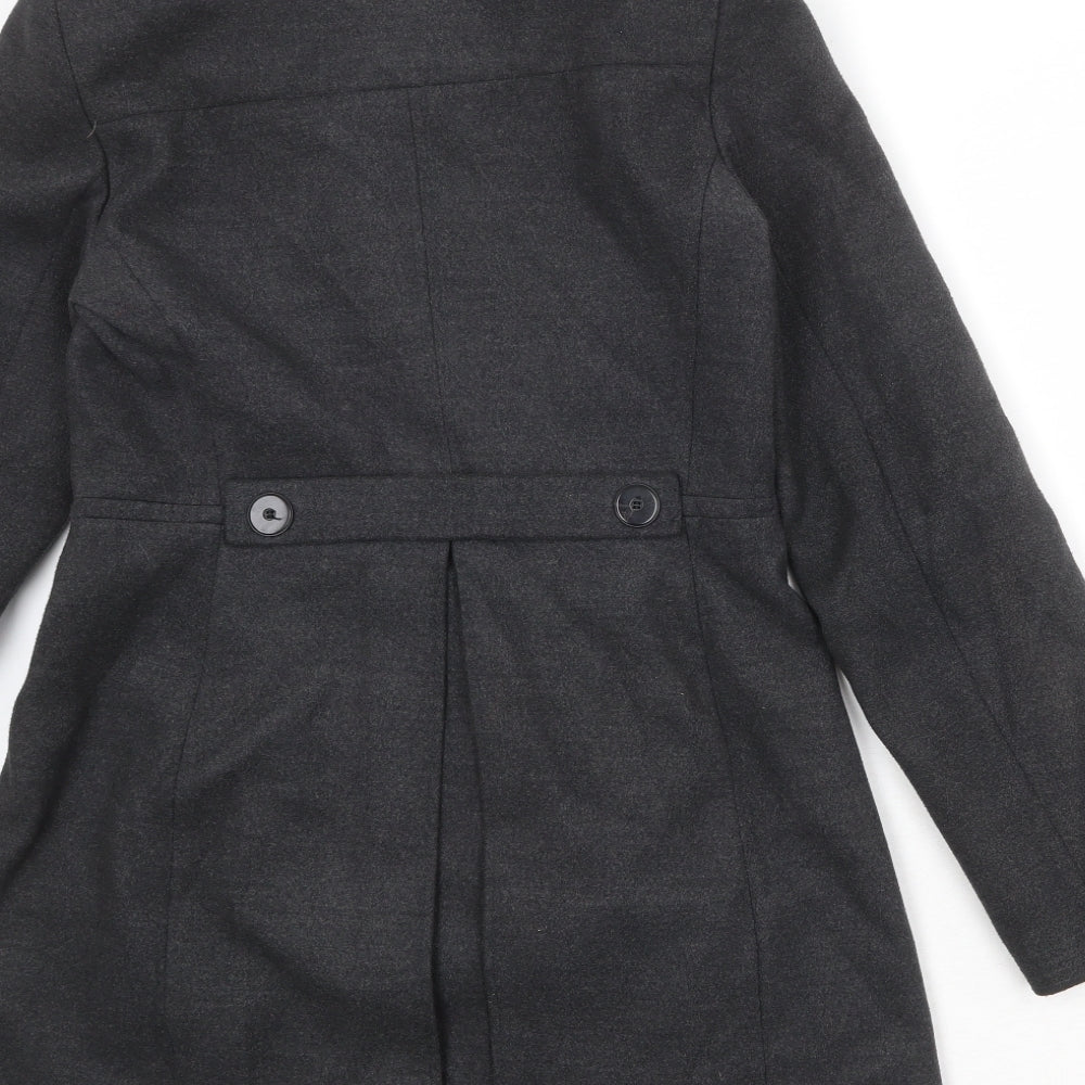 Zara Womens Black Overcoat Coat Size M Button