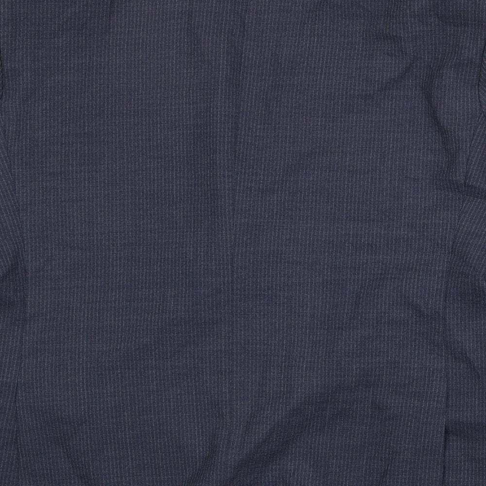 Marks & Spencer Mens Blue Striped Polyester Jacket Suit Jacket Size 42 Regular