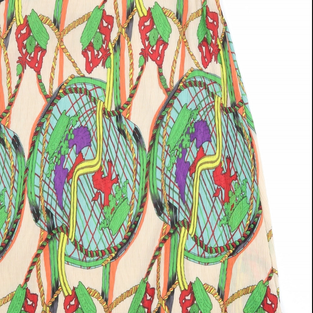 Jaune Rouge Womens Multicoloured Geometric Polyester Trapeze & Swing Size S Round Neck Pullover