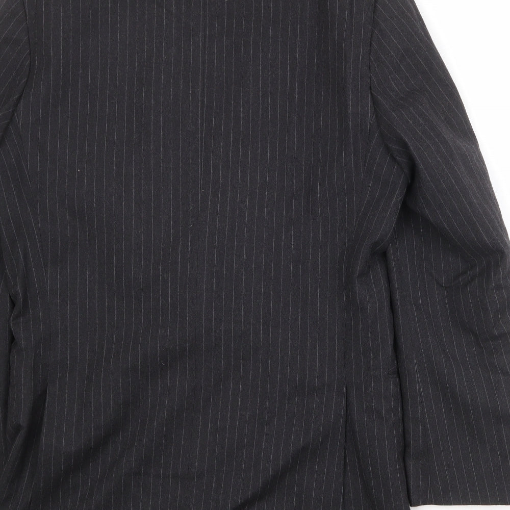 St Michael Mens Black Striped Wool Jacket Suit Jacket Size 38 Regular