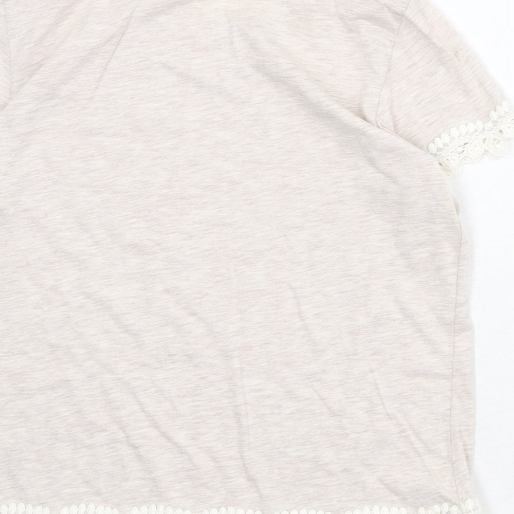 Dorothy Perkins Womens Beige Polyester Basic T-Shirt Size 12 Round Neck