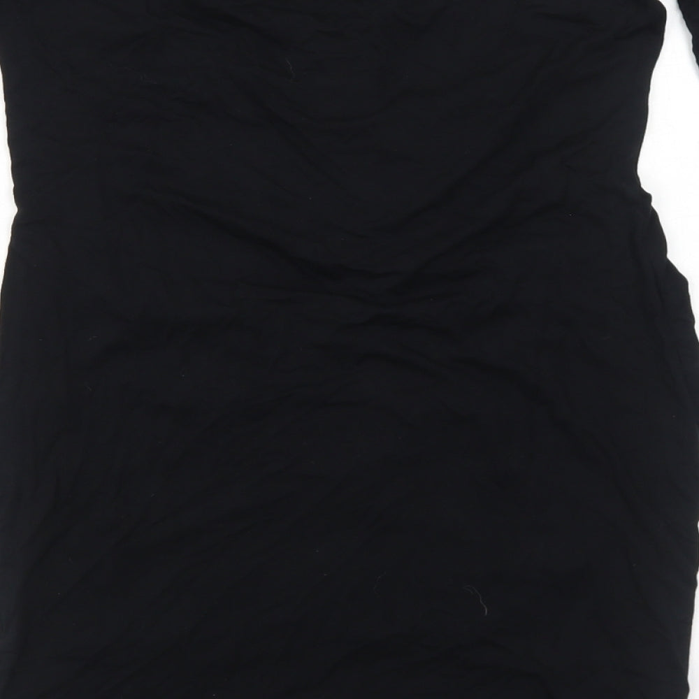 ASOS Womens Black Viscose A-Line Size 12 Off the Shoulder Pullover