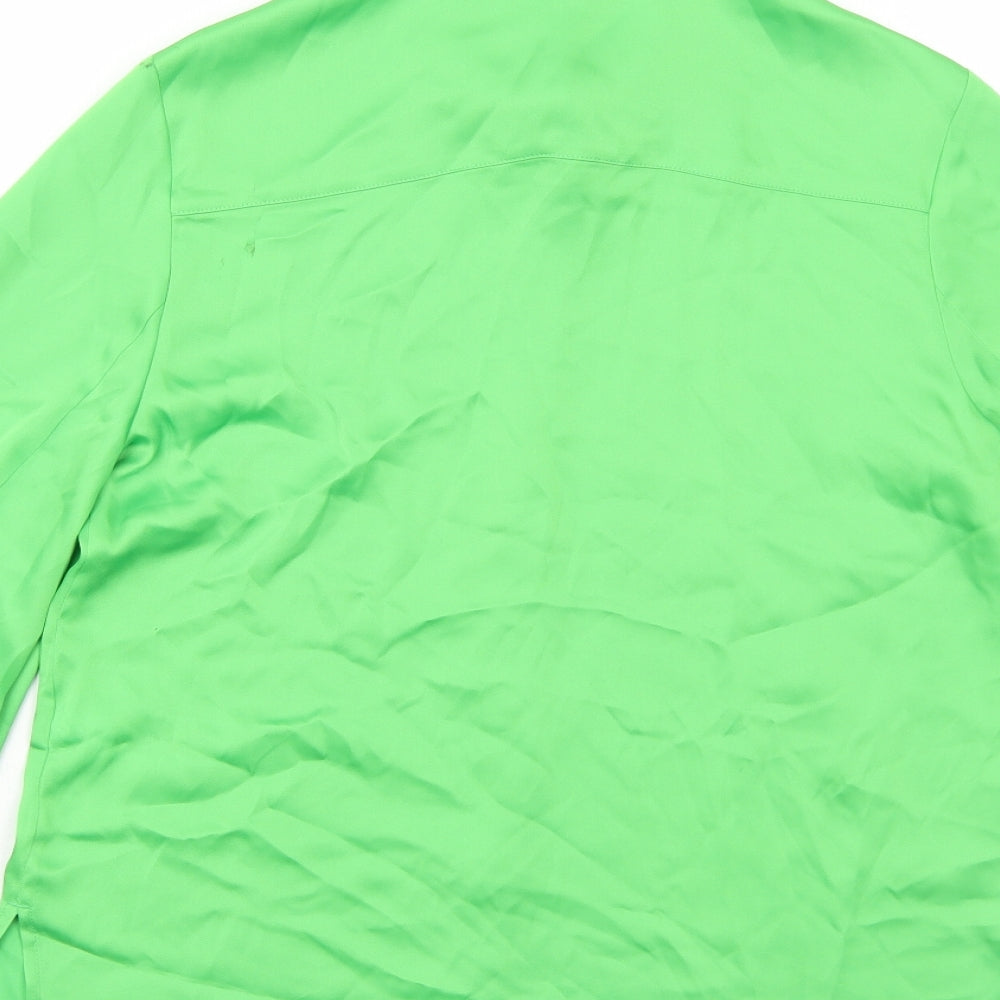Marks & Spencer Womens Green Polyester Basic Button-Up Size 6 Collared