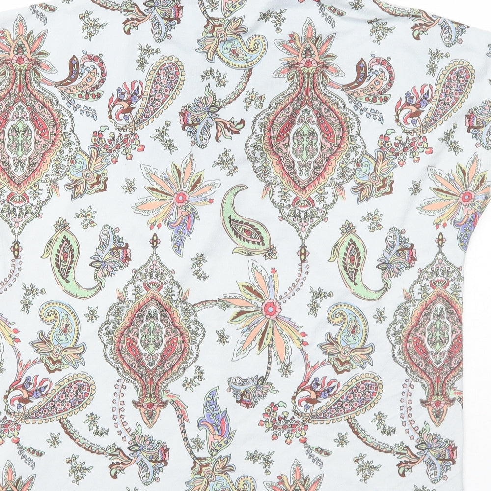 Code Womens Grey Paisley Polyester Basic T-Shirt Size 10 V-Neck