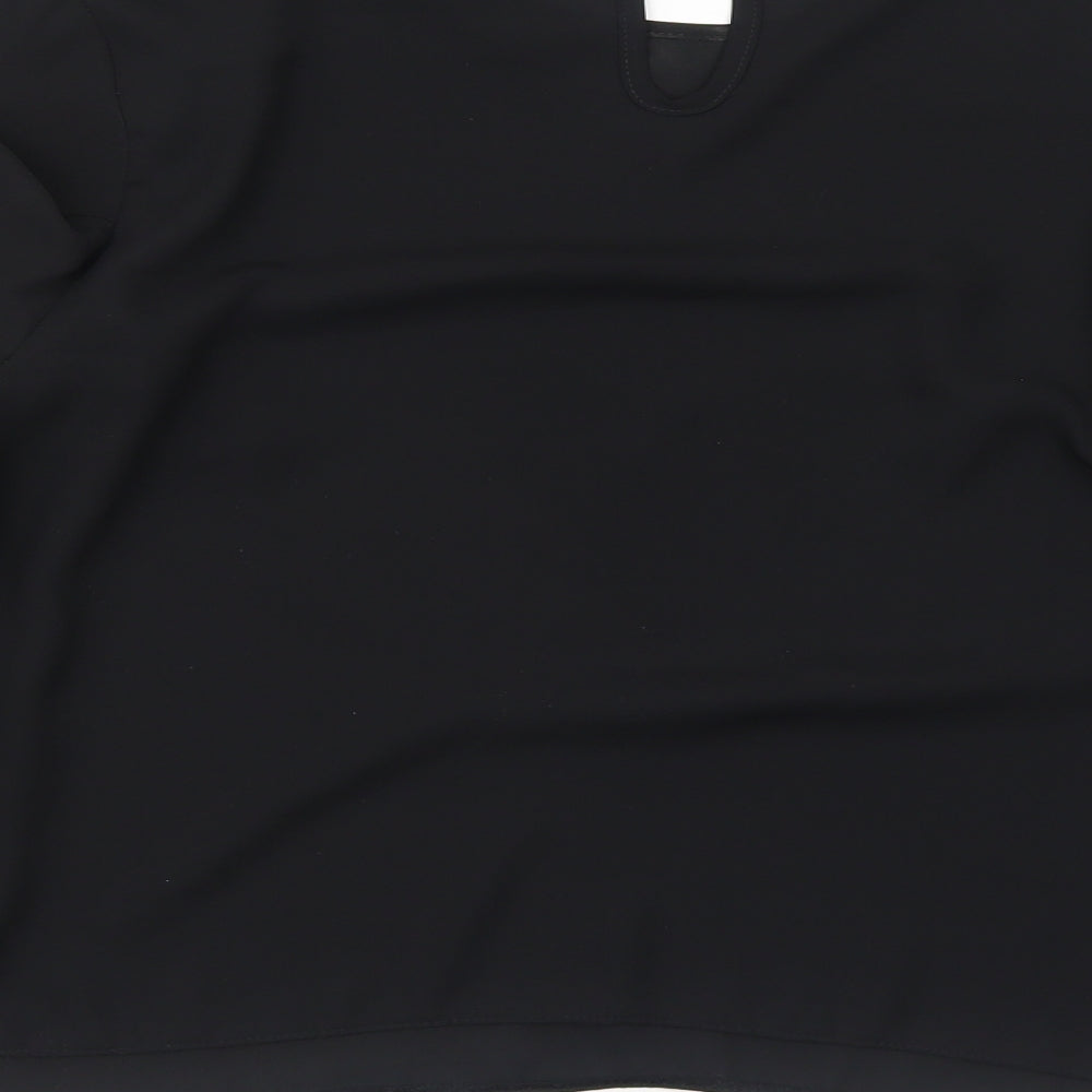 New Look Womens Black Polyester Basic Blouse Size 10 Round Neck