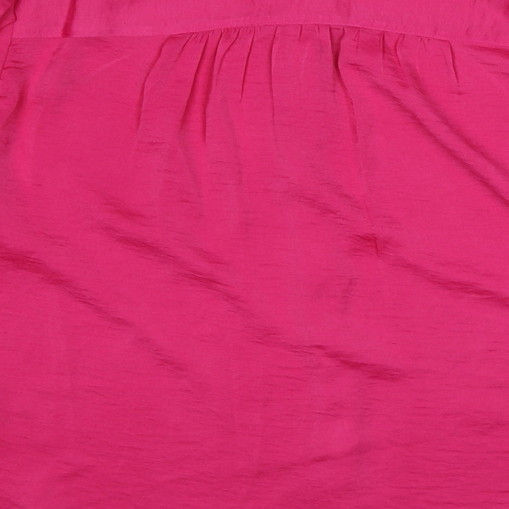 Per Una Womens Pink Polyester Basic Button-Up Size 16 Round Neck