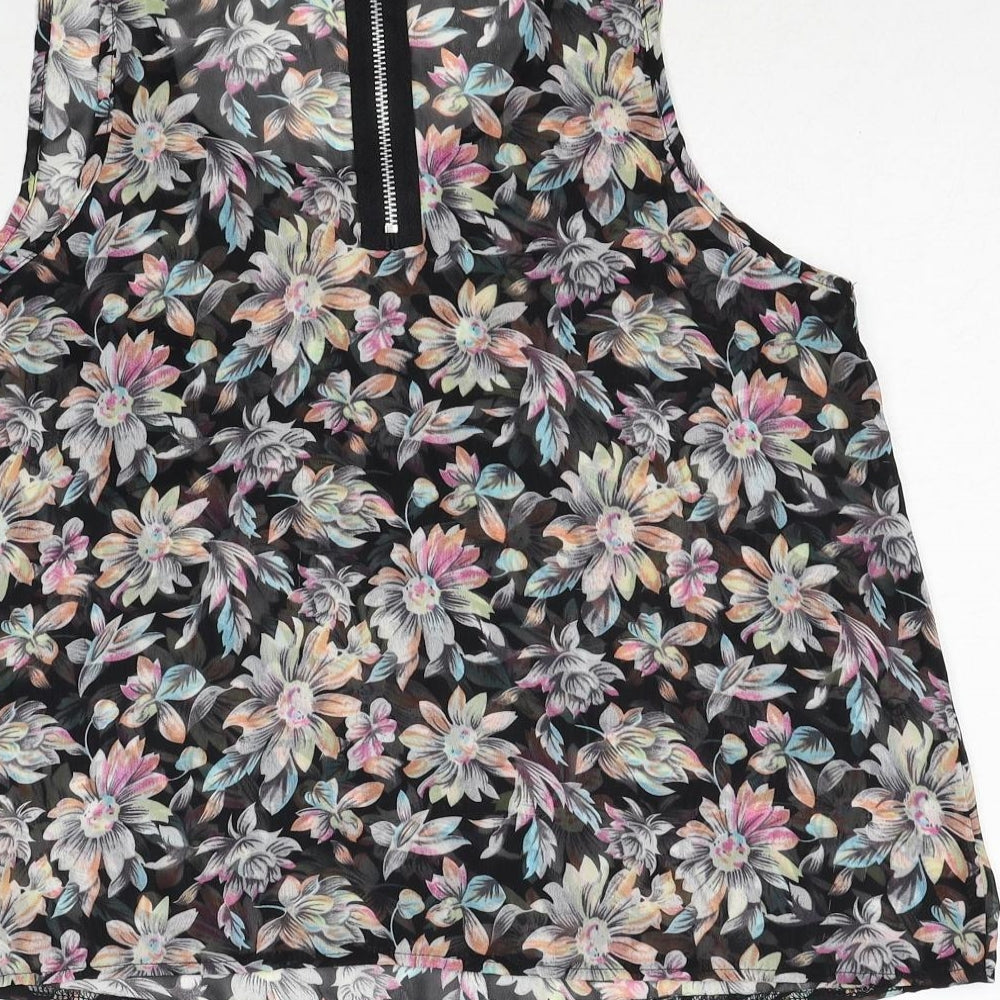 Cameo Rose Womens Multicoloured Floral Polyester Basic Tank Size 10 Scoop Neck